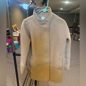 J. Crew Tan Coat with Stand Collar